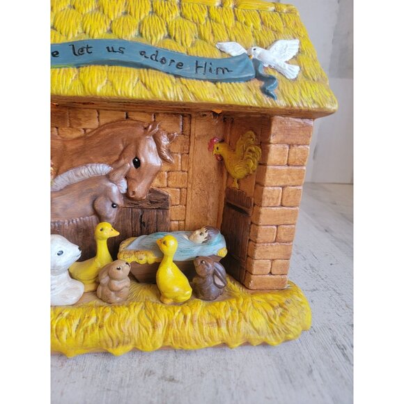 BB vintage ceramic nativity scene stable animals Jesus Xmas home decor - Picture 5 of 11